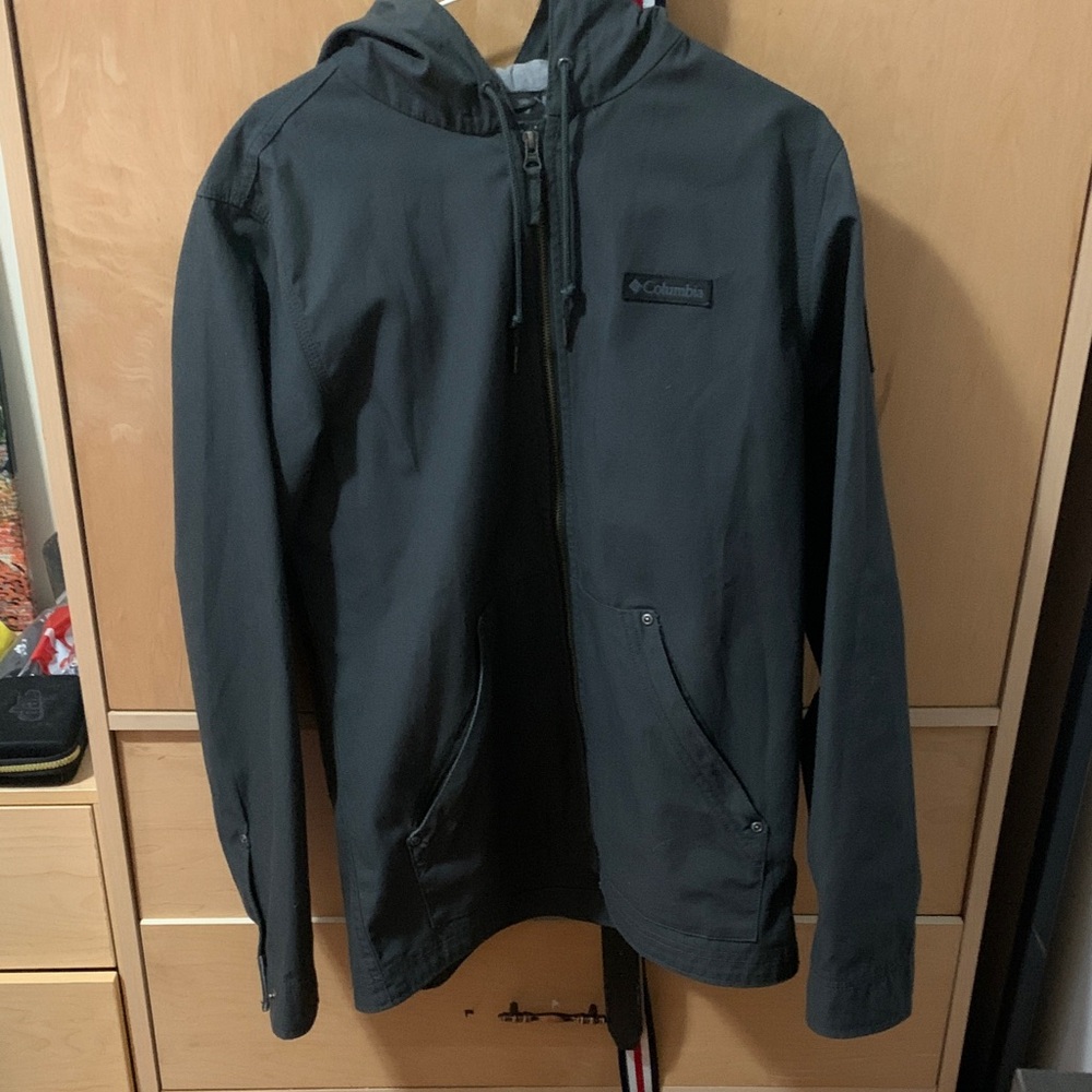 Columbia Men's Charcoal Hooded Raincoat